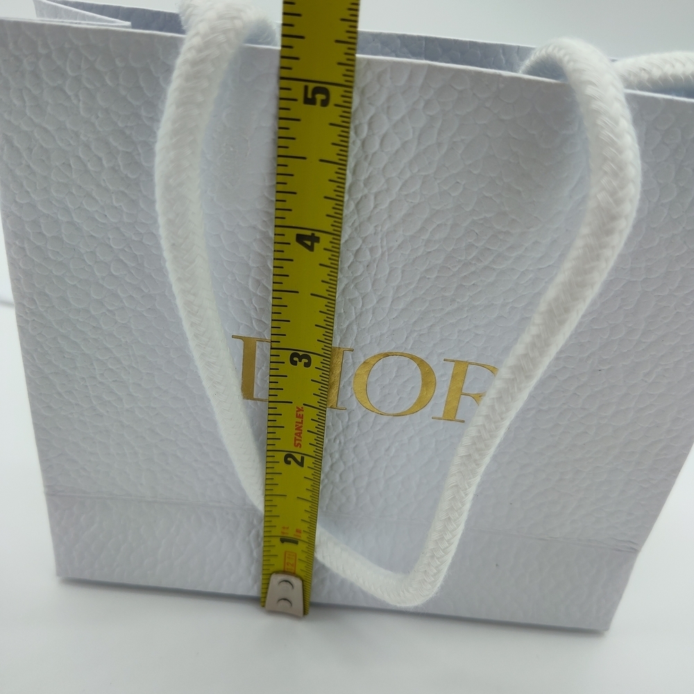 DIOR Small Gift Bags Set 4 White Gold Logo Rope Handles 5.75x5.25x2 - Picture 5 of 6